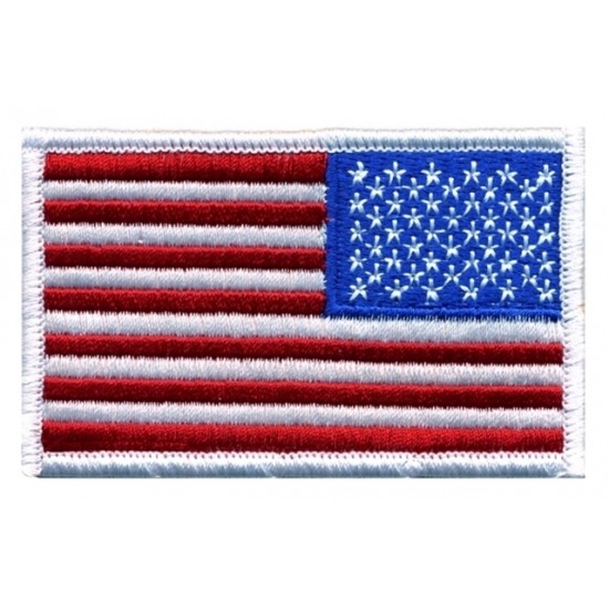 US FLAG PATCH WHITE REVERSED 