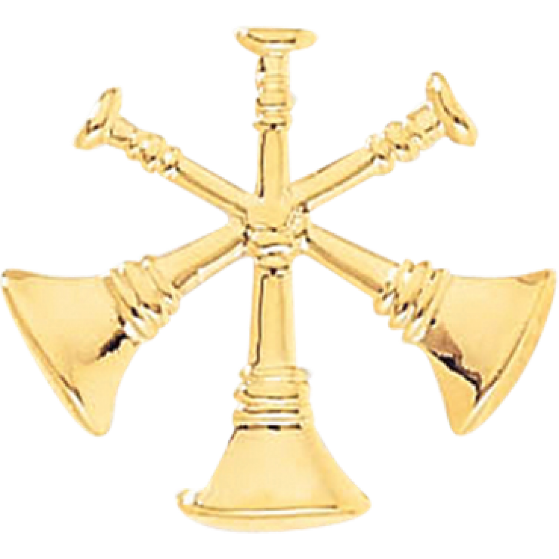 Fireman Cut-Out Bugle Pins - 3 Bugles (Asst. Chief)