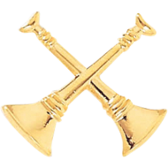 Fireman Cut-Out Bugle Pins - 2 Crossed Bugles (Dist. Chief)