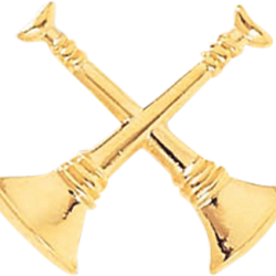 Fireman Cut-Out Bugle Pins - 2 Crossed Bugles (Dist. Chief)