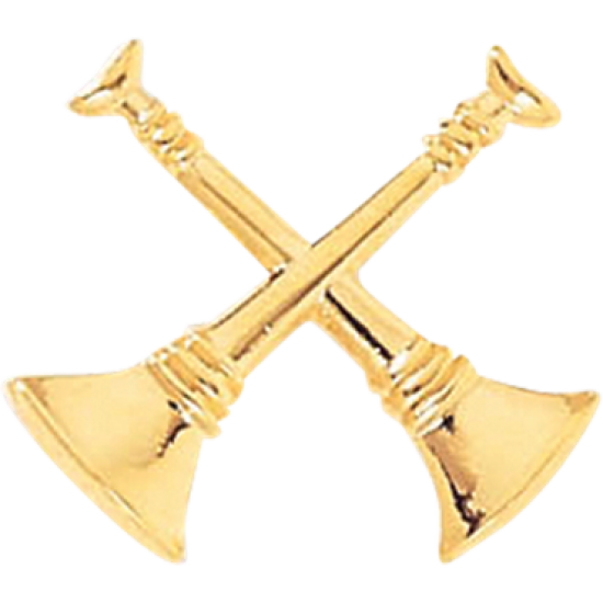 Fireman Cut-Out Bugle Pins - 2 Crossed Bugles (Dist. Chief)